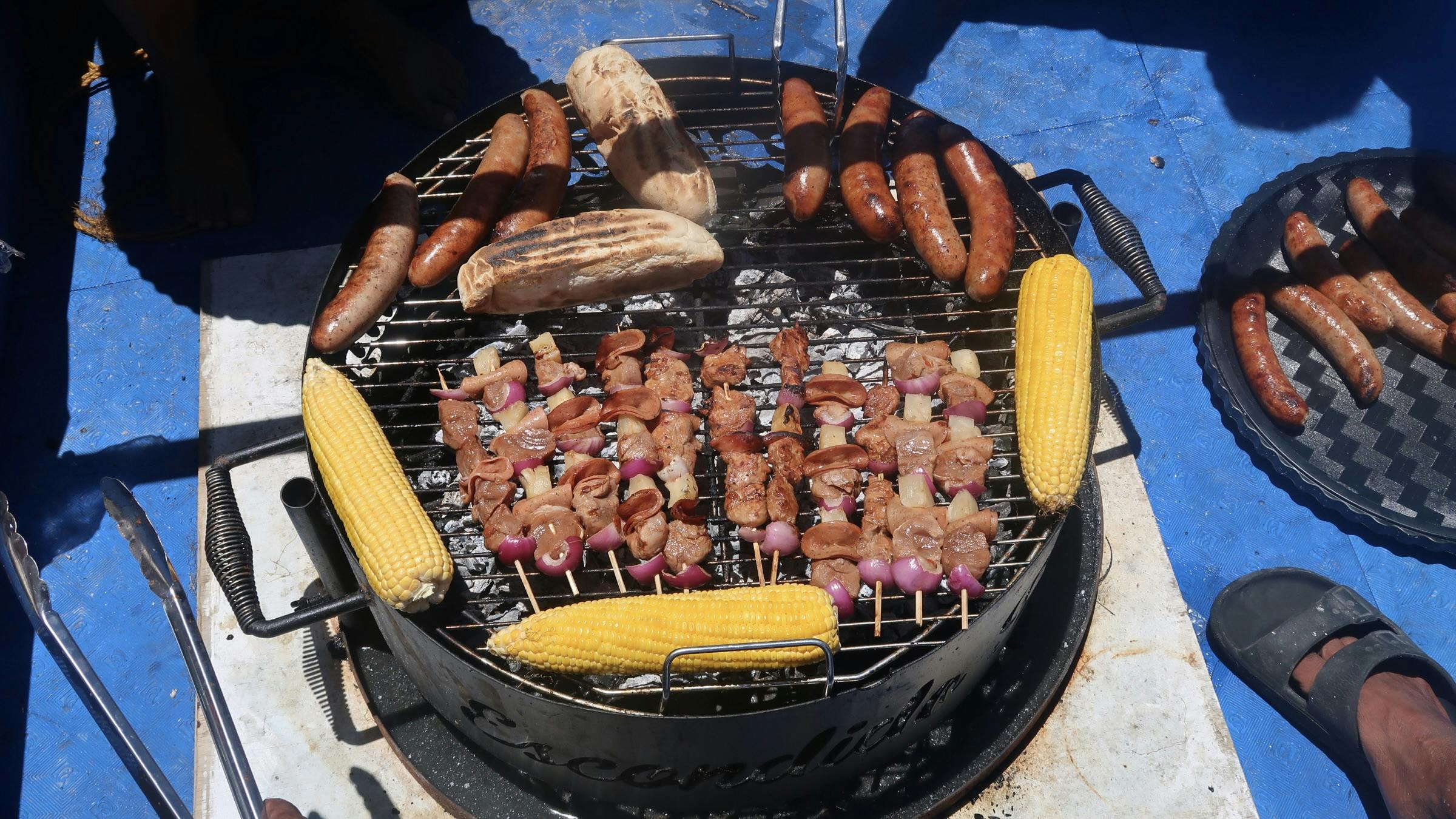 Chicken Thighs, Skewers, Vegetables and Rice - Our basic BBQ Lunch